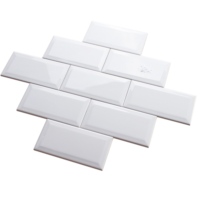 Nordic Solid Color Black and White Brick Tiles 75*150 Beveled Subway Tiles 100*200 Kitchen Bathroom Wall Tiles Ceramic Tiles