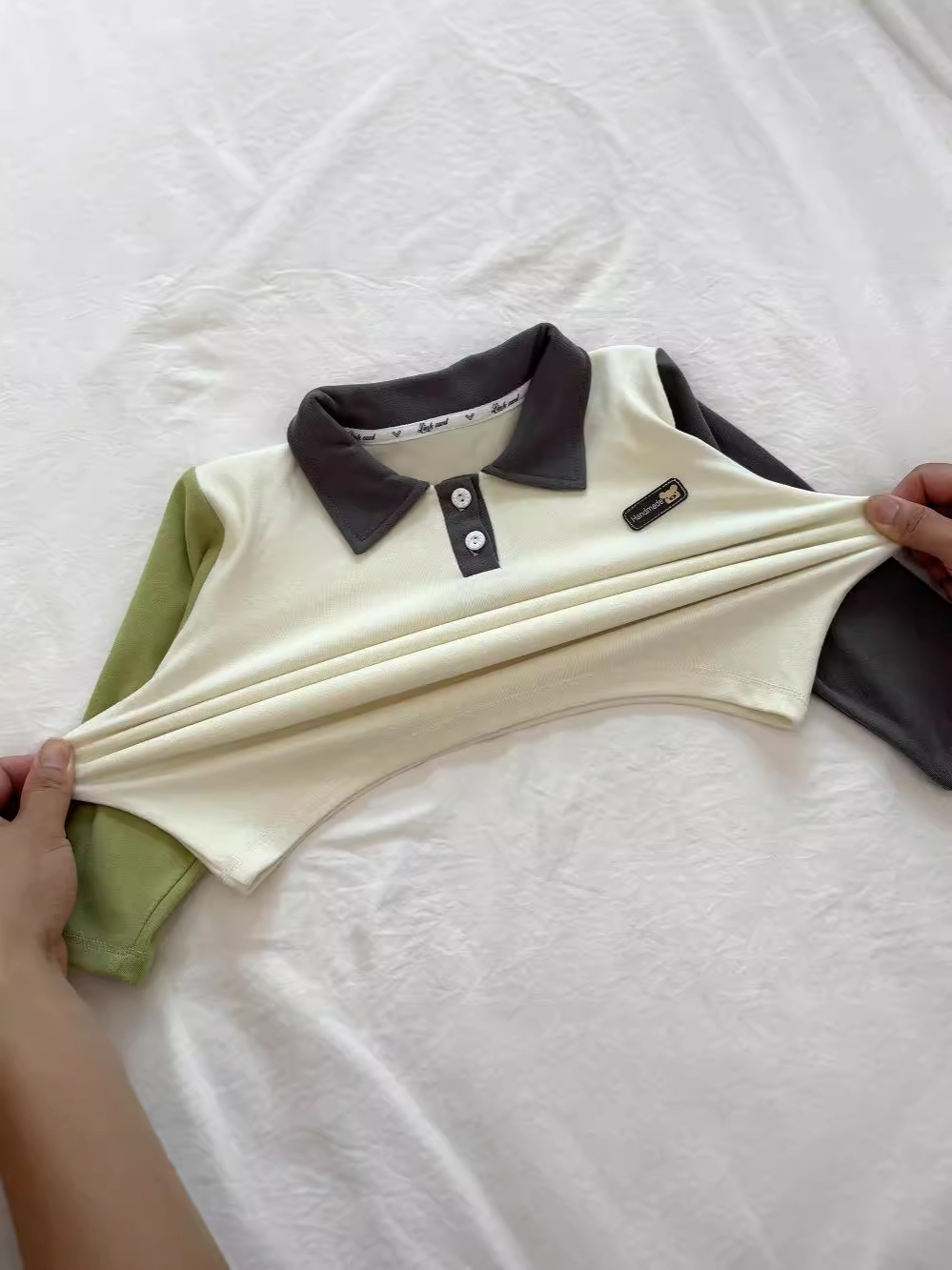 New Children's Long Sleeve-polo Shirt Boys' Single Piece Girls' Base Shirt Baby's Lapel Jacket German Velvet Fashion Children's Clothes