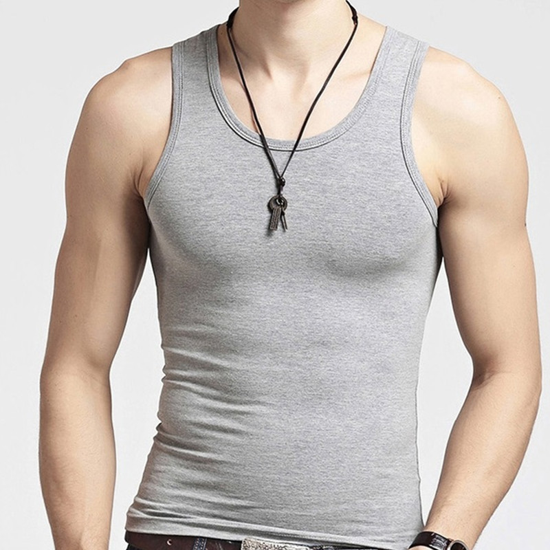 New Vest Men's Cotton Inner Wear Fashionable Hurdle Sports Slim-fit Men's Spring and Autumn Summer Bottoming Black and White Undershirt
