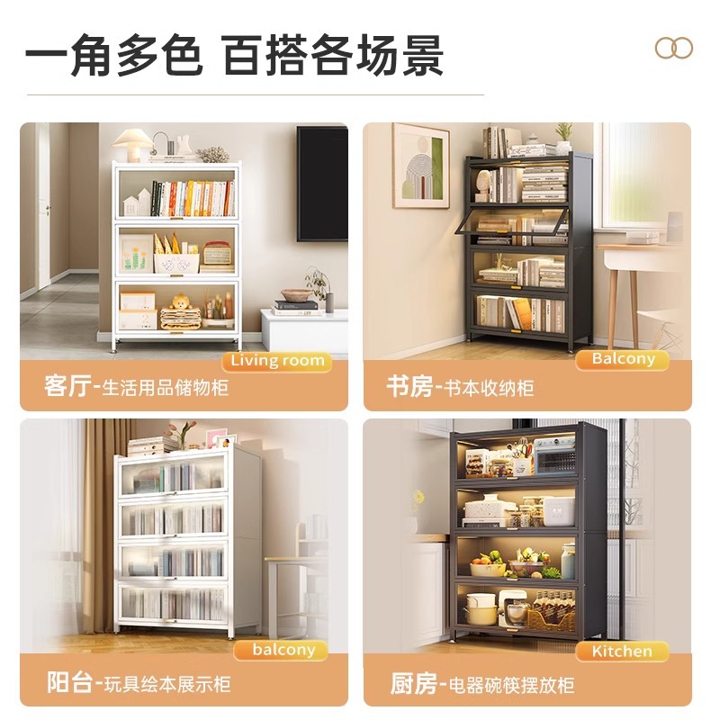 Kitchen Rack Floor-Standing Multi-Layer Storage Cabinet with Door Microwave Oven Multi-Function Cabinet Sideboard Storage Cabinet