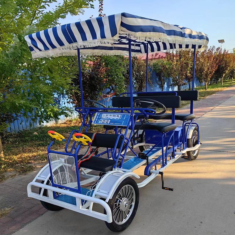 Electric sightseeing bicycle scenic spot four-wheel power-assisted bicycle four people 4 people 2 people beach sightseeing bus