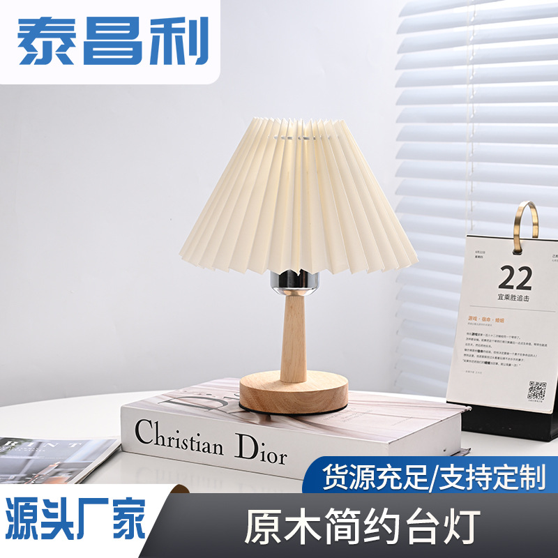 Настольная лампа в скандинавском стиле, деревянная, простая, теплый белый свет, домашнее украшение