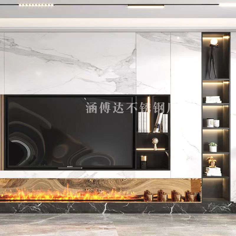 304 Stainless Steel Material TV Niche Living Room TV Background Three-dimensional Display Cabinet Embedded Niche Cabinet