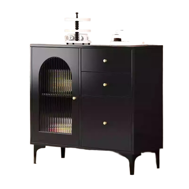 Rock Board Sideboard Cabinet Multifunctional Tea Cabinet Living Room Retro Black Kitchen Wall Storage Cabinet Bar Counter Cabinet