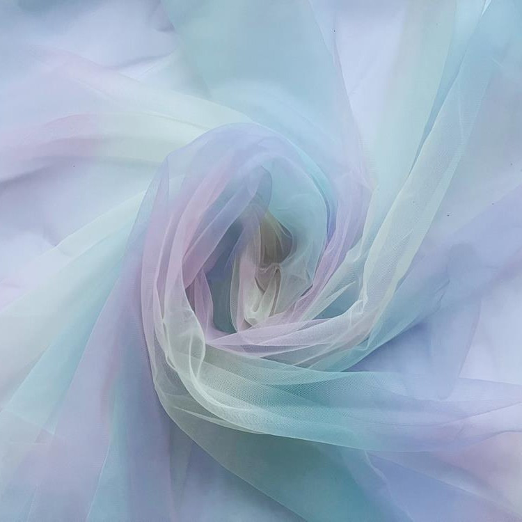 Rainbow organza gradient encryption Swiss mesh color mesh soft skirt stage background colorful DIY fabric