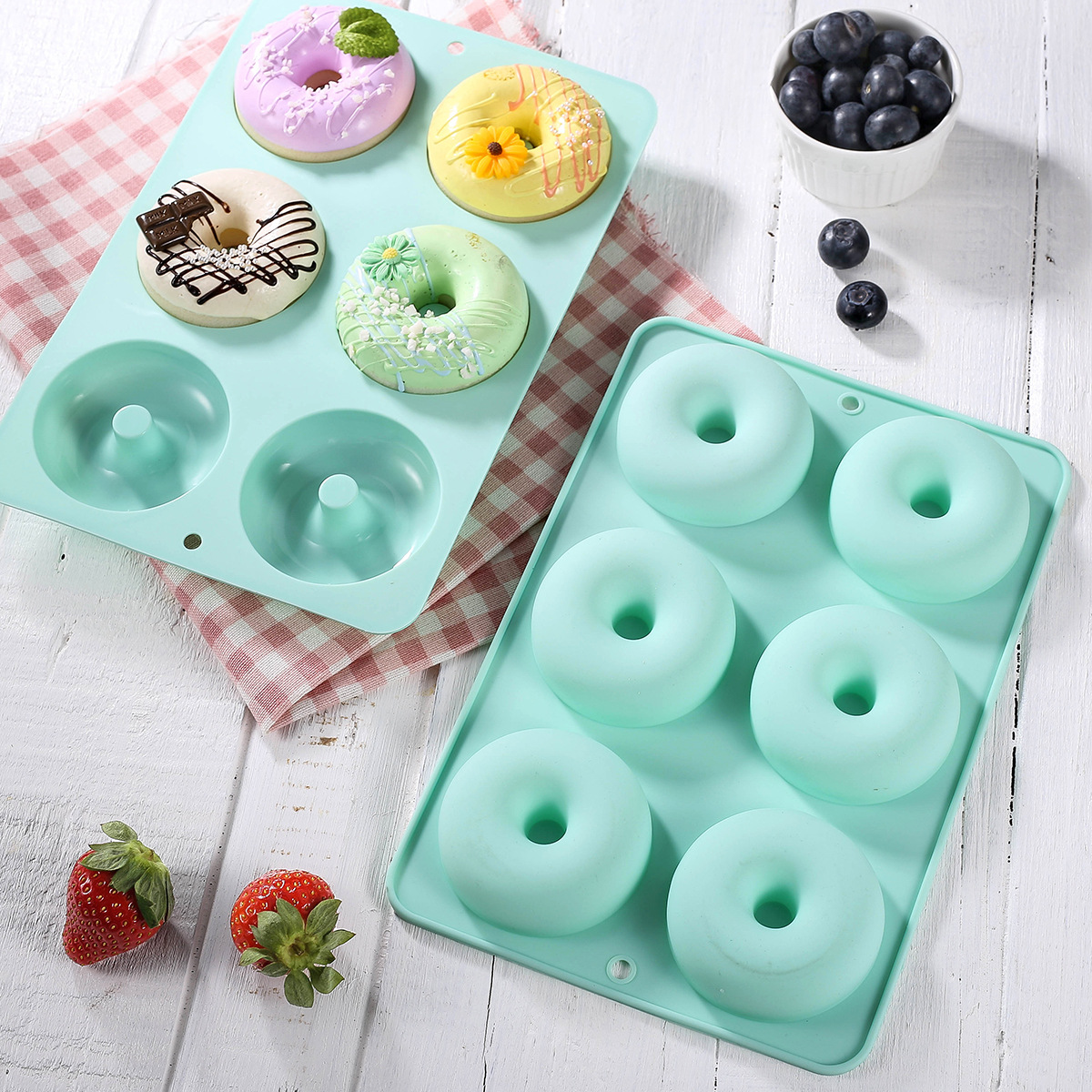Xuanjun Silicone Factory Food-Grade 6-Cavity Donut Bread Mold in Stock, Cake Can Be Shipped on Behalf of the Customer for Baking