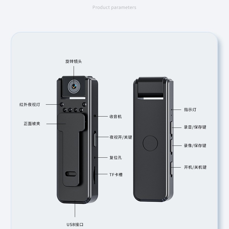 A8 HD Infrared Night Vision Law Enforcement Camera Conference Recorder Portable Backclip Outdoor Sports Camera