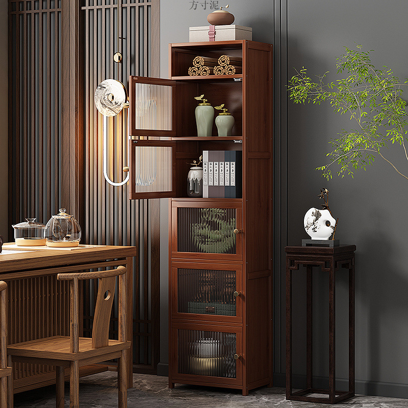 Chinese-style Antique Tea Cabinet Household Multi-functional Storage Rack Office File Tea Set Ornaments Storage Cabinet