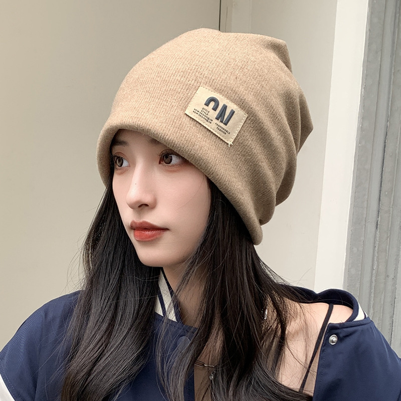 Trendy Slouchy Hats for Women in Autumn and Winter, Postpartum Maternity Hats, Versatile Face-Slimming Knitted Wool Headwrap Hats, Windproof