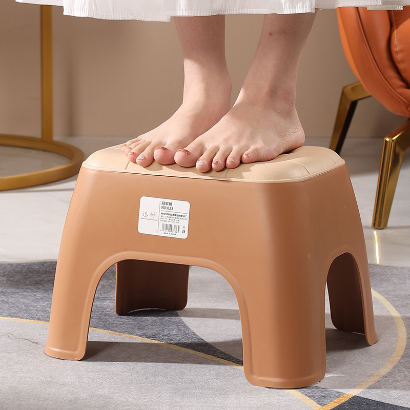 Small Stool Plastic Thickened Bench Household Stool Square Stool Non-Slip Foot Stool Foot Stool Children's Baby Bathing Low Stool