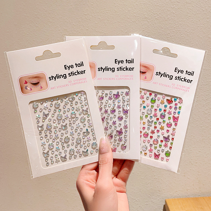 Children's Face Paste Jewelry Little Girl's Six-day Face Sticker Pearl Paste Face Makeup Girl's School Stage Makeup Performance Sticker