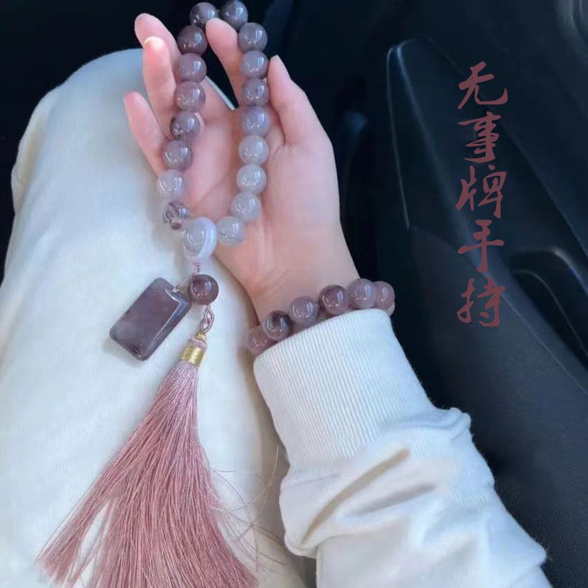 Shetaicui Handheld Violet Handheld Quartzite Jade Women's Bracelet Wine-Stained Rose Hand-Twisted Grape Purple