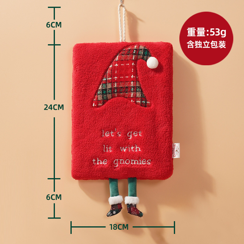 New Christmas towel can be hung thick coral fleece towel kitchen absorbent quick-drying cloth cartoon towel