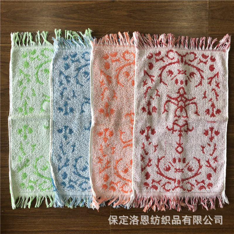 29x 55 manufacturers supply yarn-dyed jacquard polyester towel beard edge children's towel cloth foreign trade export tassel Africa South America