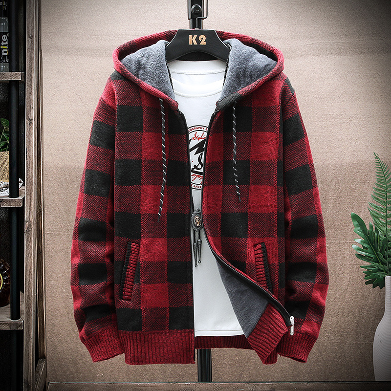 Plaid Knitwear Men's Spring and Autum Thin Autum Clothing 2025 New Outer Cardigan Outwear Knitwear Autum Outer Knitwear
