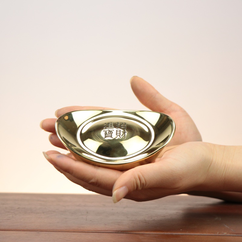 Solid Gold Ingot Brass Ornaments Props God of Wealth Living Room Cornucopia Decorations Opening Housewarming Craft Gifts