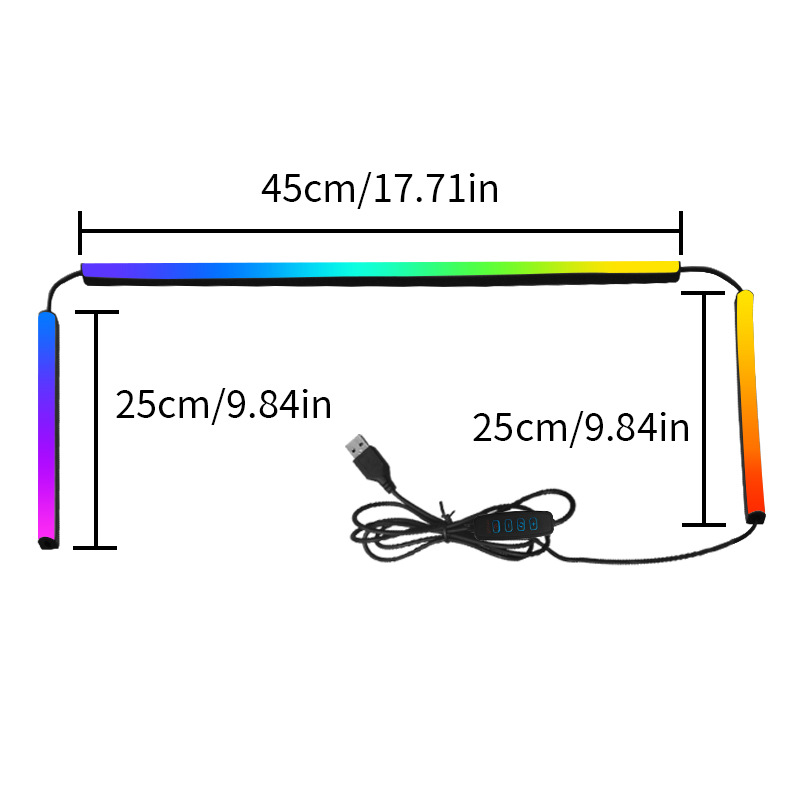 Cross-Border Hot-Selling Led Computer E-Sports Rgb Phantom Atmosphere Light Strip Silicone Flexible Computer Back Easy-To-Stick Light Strip