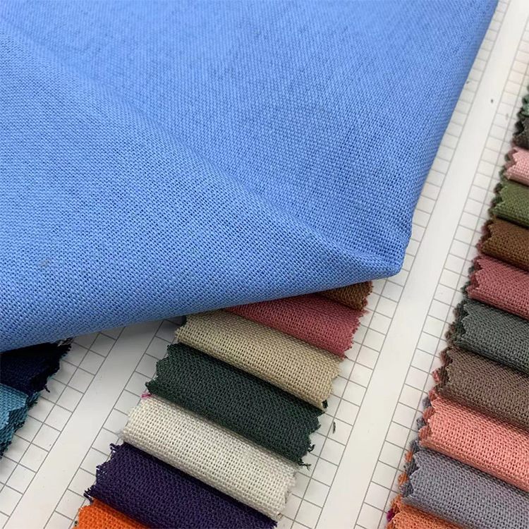 Factory Spot Linen Cotton Fabric 3070 Linen Cotton Plain Color Cotton Linen Dress Top Printed Base Fabric