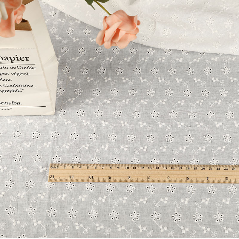 Five-hole Cotton Lace Embroidered Fabric Spring and Summer dress Fabric Tablecloth Curtain Hanfu Skirt Clothing Fabric Cotton