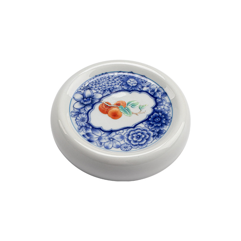 Ceramic Cover Set Underglaze Blue and white Cover Kung Fu Tea Set Accessories Zen Heat Insulation Coaster Ornaments Retro Purple Sand Tea Holder