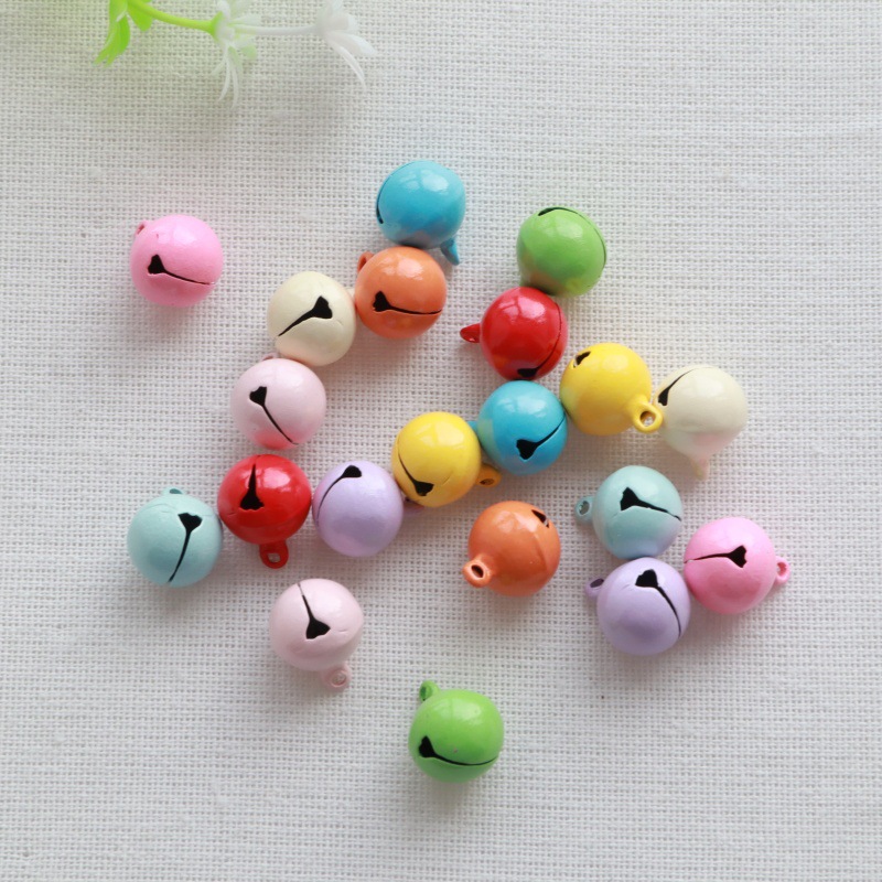 14mm Painted Small Round Bell DIY Creative Pet Accessories Candy Color One-Word Metal Roller Spray Paint Christmas Bell