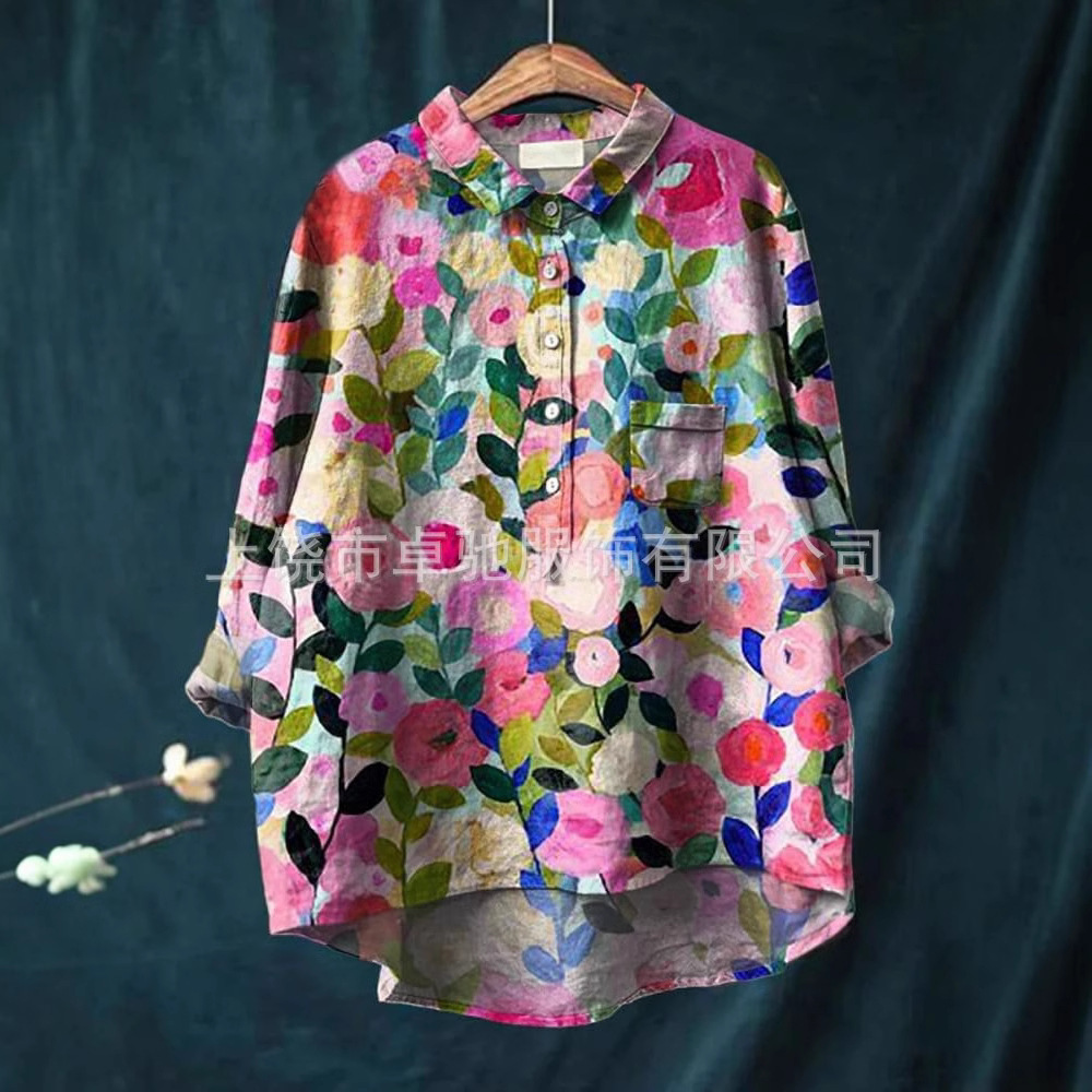 2025 Explosions Summer Women's New Amazon AliExpress Loose Printed Round Neck Casual plus size Women's T-Shirt