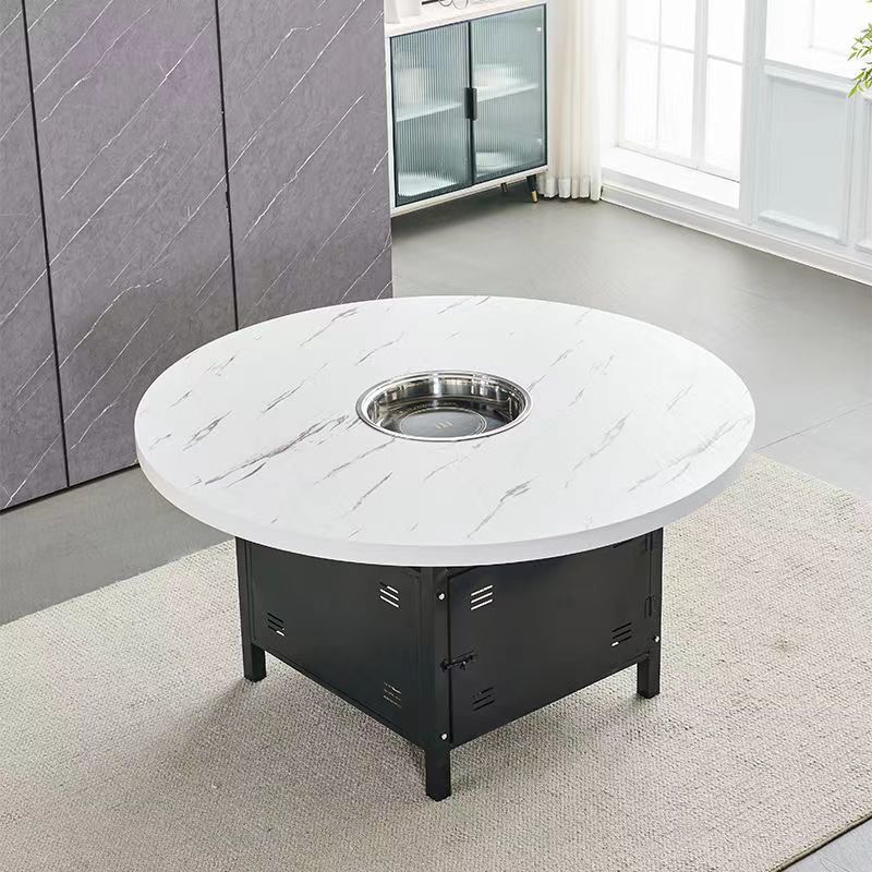 Imitation Marble Commercial Hotel Hot Pot Table Catering Hot Pot Restaurant Induction Cooker Gas Integrated Table String Special Table