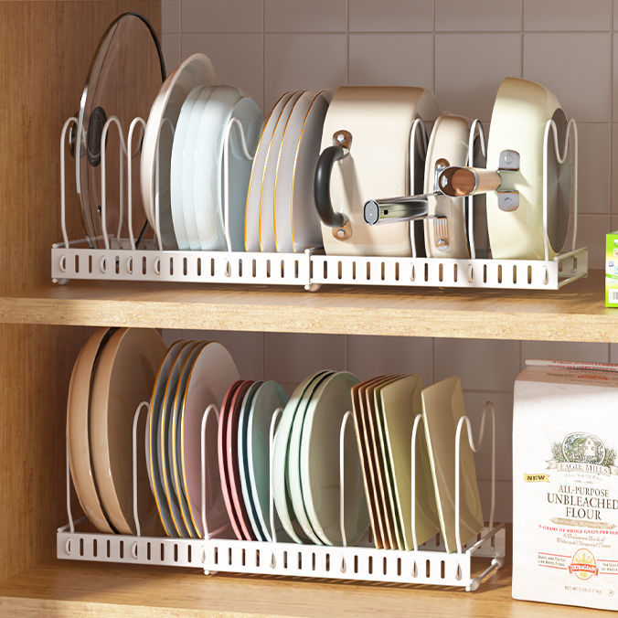 Популярная регулируемая телескопическая подставка для кастрюль, кухонная подставка для хранения, подставка для мисок и тарелок, подставка для крышек кастрюль