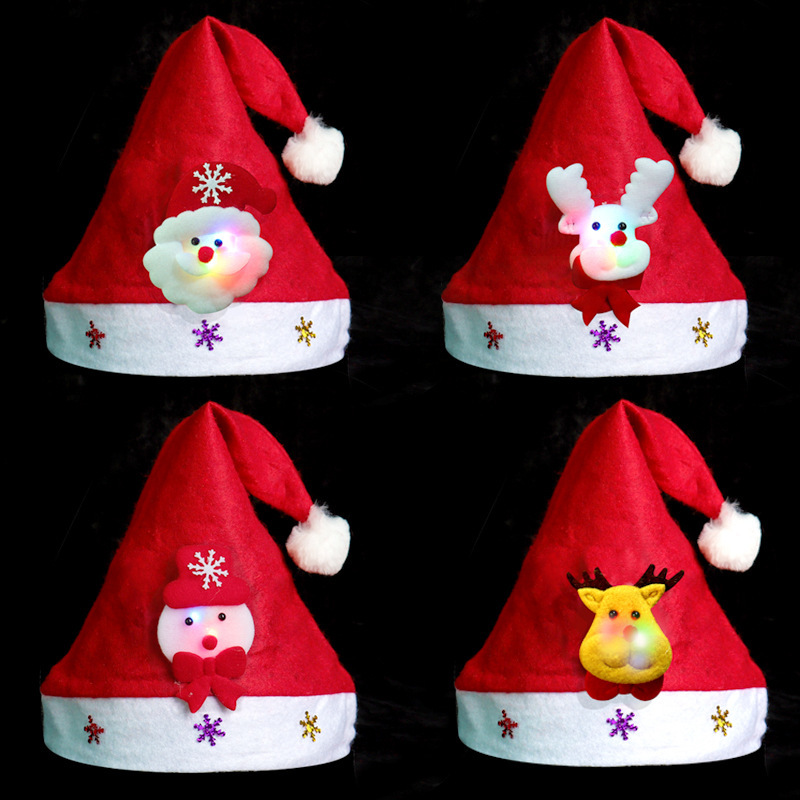Luminous Christmas hat Christmas gift adult children led flash Santa Claus decorations factory wholesale