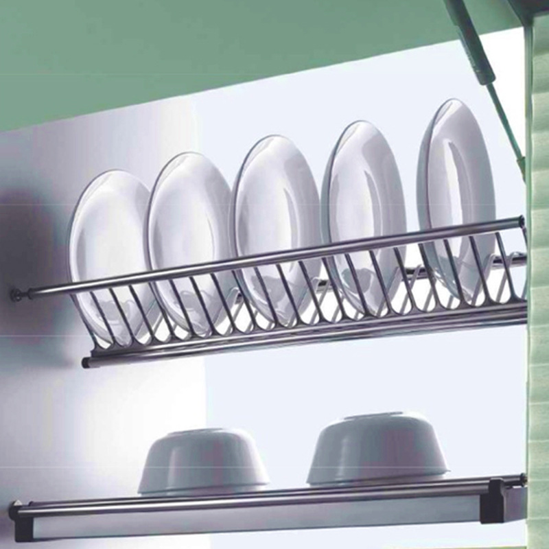 Kitchen Cabinet Stainless Steel Dish Rack Cabinet Built-In Double-Layer Storage Basket Storage Basket Storage Wall Cabinet Drain Rack