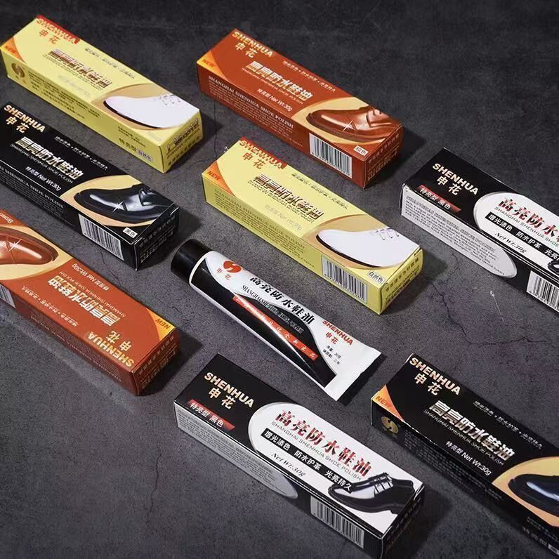 Shenhua Shoe Polish Full Box Care Waterproof Colorless Sheep Oil Leather Maintenance Paste Shoe Polish Black Waterproof Care