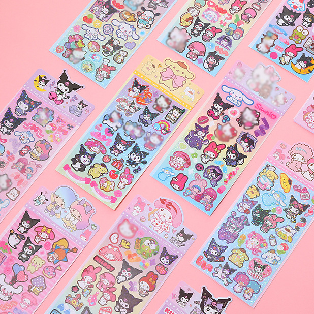 Japanese-style Sanrio coolometi laser goo card stickers creative goo plate stickers cute hand account decorative stickers