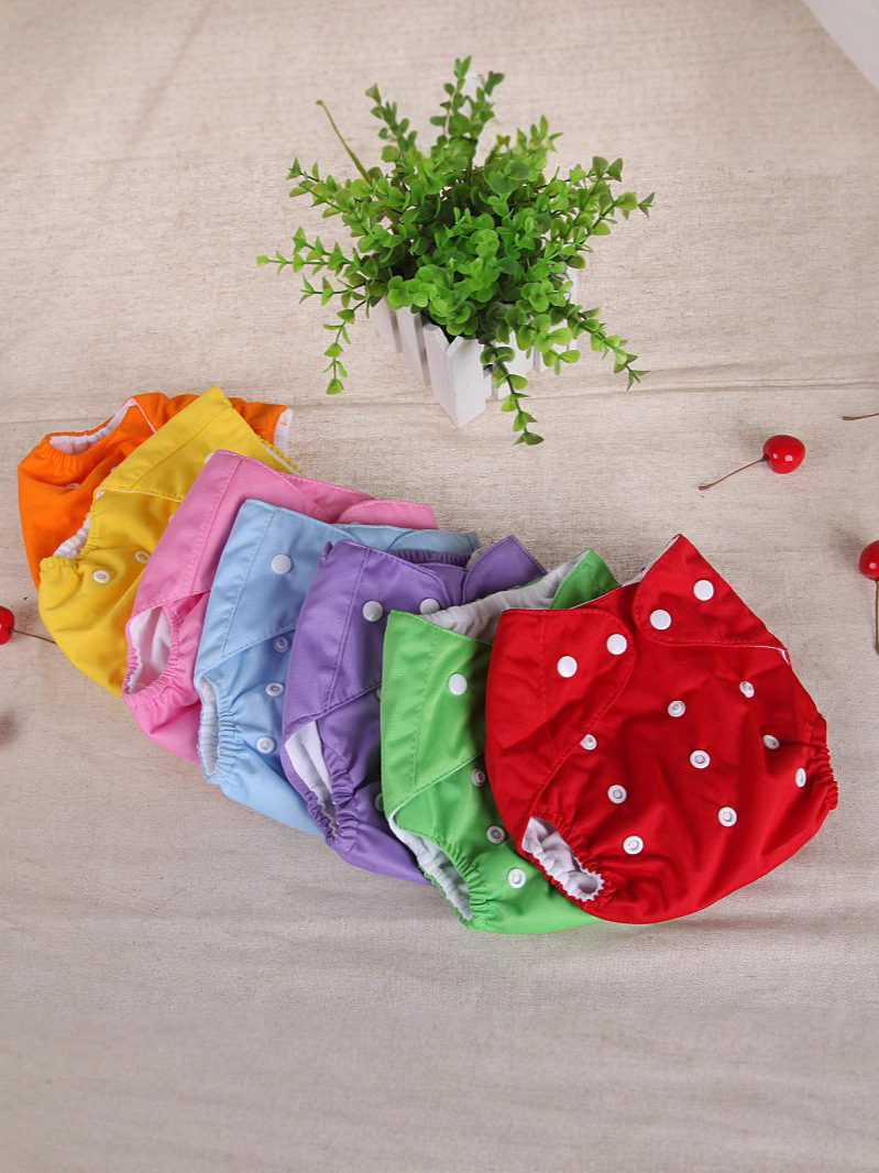 Импортные водонепроницаемые подгузники для детей, однотонные, с кнопками