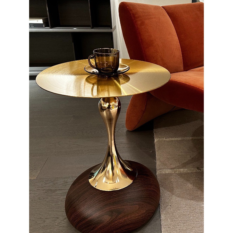 Italian-Style Coffee Table, Sofa Side Cabinet, Side Table, Corner Table, Round Small Table, Movable Bedside Table, Round Table, Brushed Metal