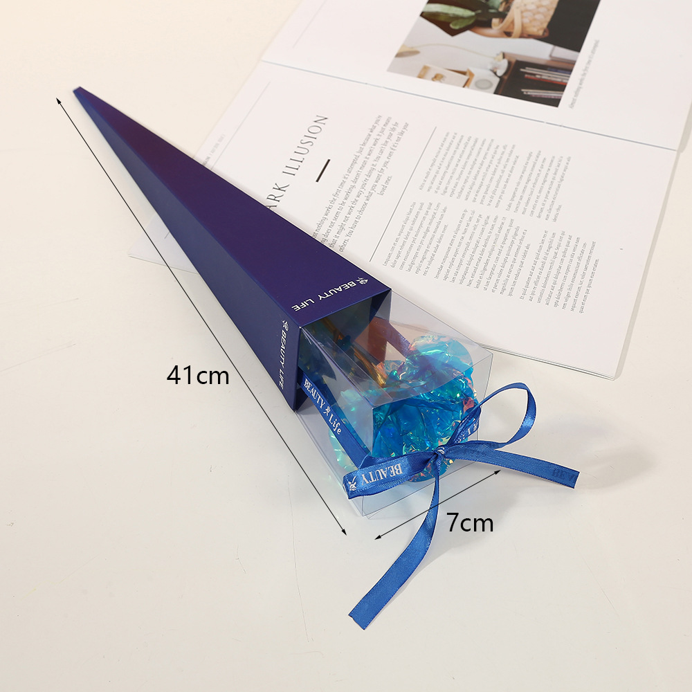 New 24k gold foil rose triangle box 520 Valentine's Day gift single carnation foil gold flower spot wholesale