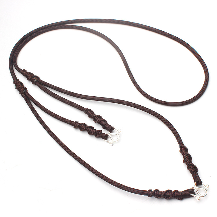 Thai Braided Buddha Amulet Rope Double Hanging Multi-Color Black Men's and Women's Adjustable Hand-Knotted Buddha Amulet Chain Two Hanging