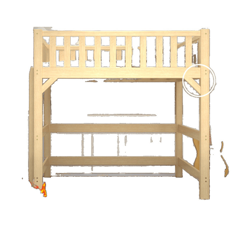 Loft Bed Solid Wood Single Upper Bunk Bed Children's Upper Bunk with Desk Space-Saving Upper Bunk Lower Desk