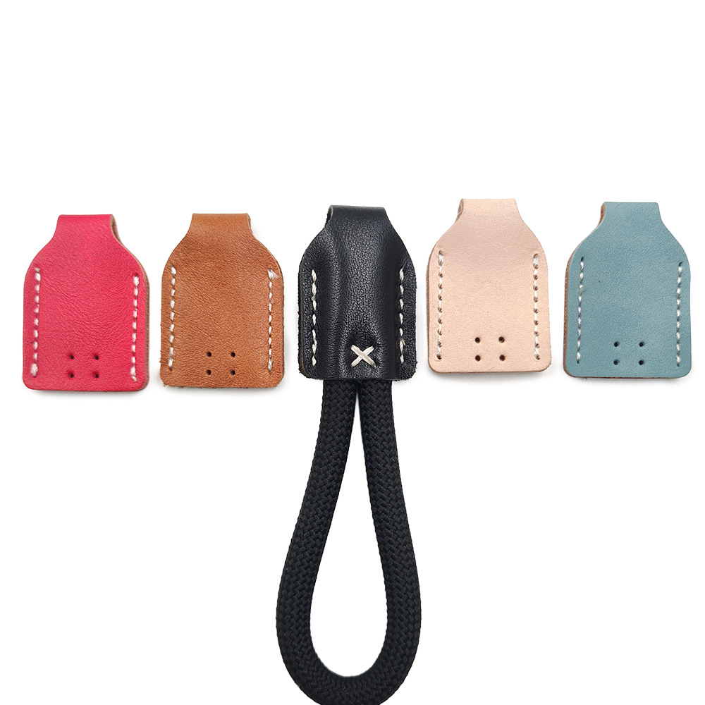 Customized Leather Pull Tabs with Free Sample Embossing of Logo, Colorful Leather Tags, Lanyards, Special-Shaped Leather Cutting and Stitching Tags
