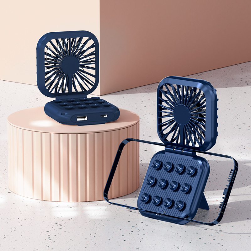 Factory neck folding plastic USB small fan built-in mobile phone sucker bracket high power 5000 mA