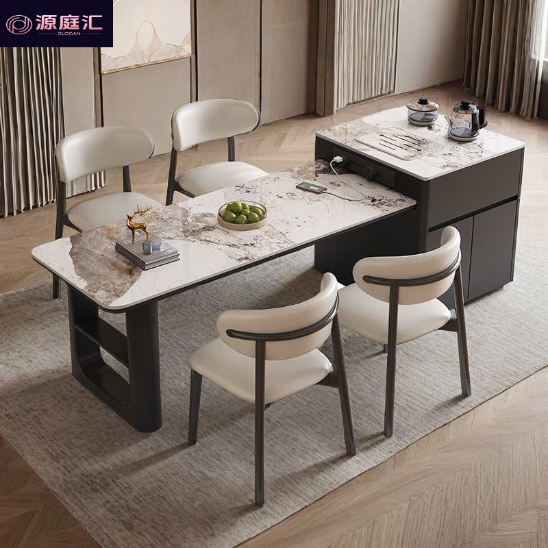 Обеденный стол для домашнего ресторана, высококачественная каменная плита, креативный чайный стол, итальянский легкий люкс, популярный на Xiaohongshu и Douyin