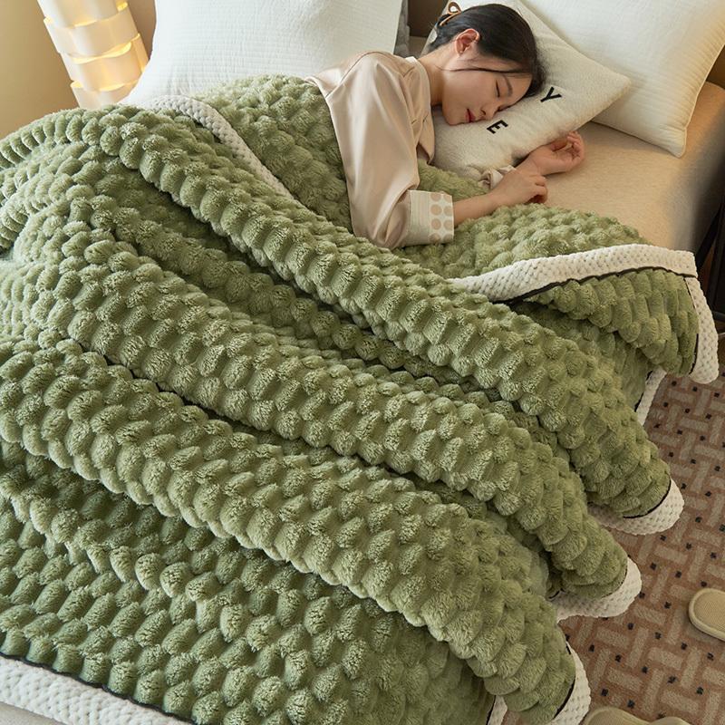 Lamb Fleece Blanket Super Thick Cover Blanket Household Nap Blanket Thickened Dual-Use Raschel Coral Blanket Milk Fleece Double-Sided