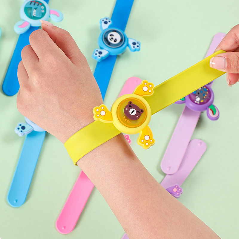 Children's Flash Watch Summer Bracelet Gyro Snap Ring Cartoon Rotating Protective Bracelet Boxed Small Toys Wholesale