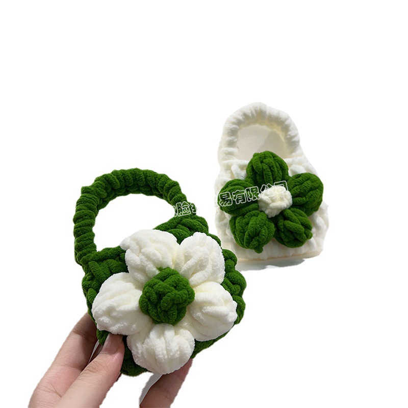 Finished crochet headset package Camellia creative couple Bluetooth protective case AirPods2pro Universal