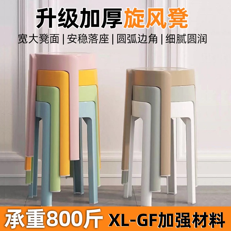 Утолщенный пластиковый табурет, домашний круглый табурет, простой складной табурет, табурет ветряной мельницы, высокий табурет для обеденного стола