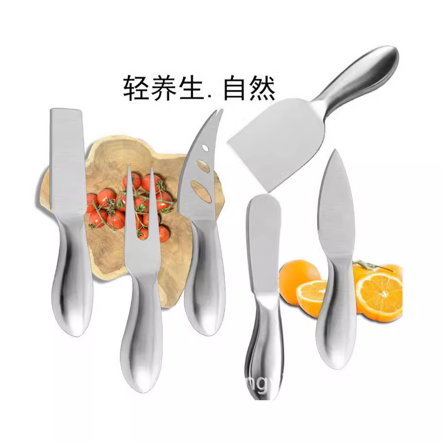 Manufacturer in stock cheese knife suit all stainless steel butter knife pizza knife cheese fork cheese cake cutting knife fork