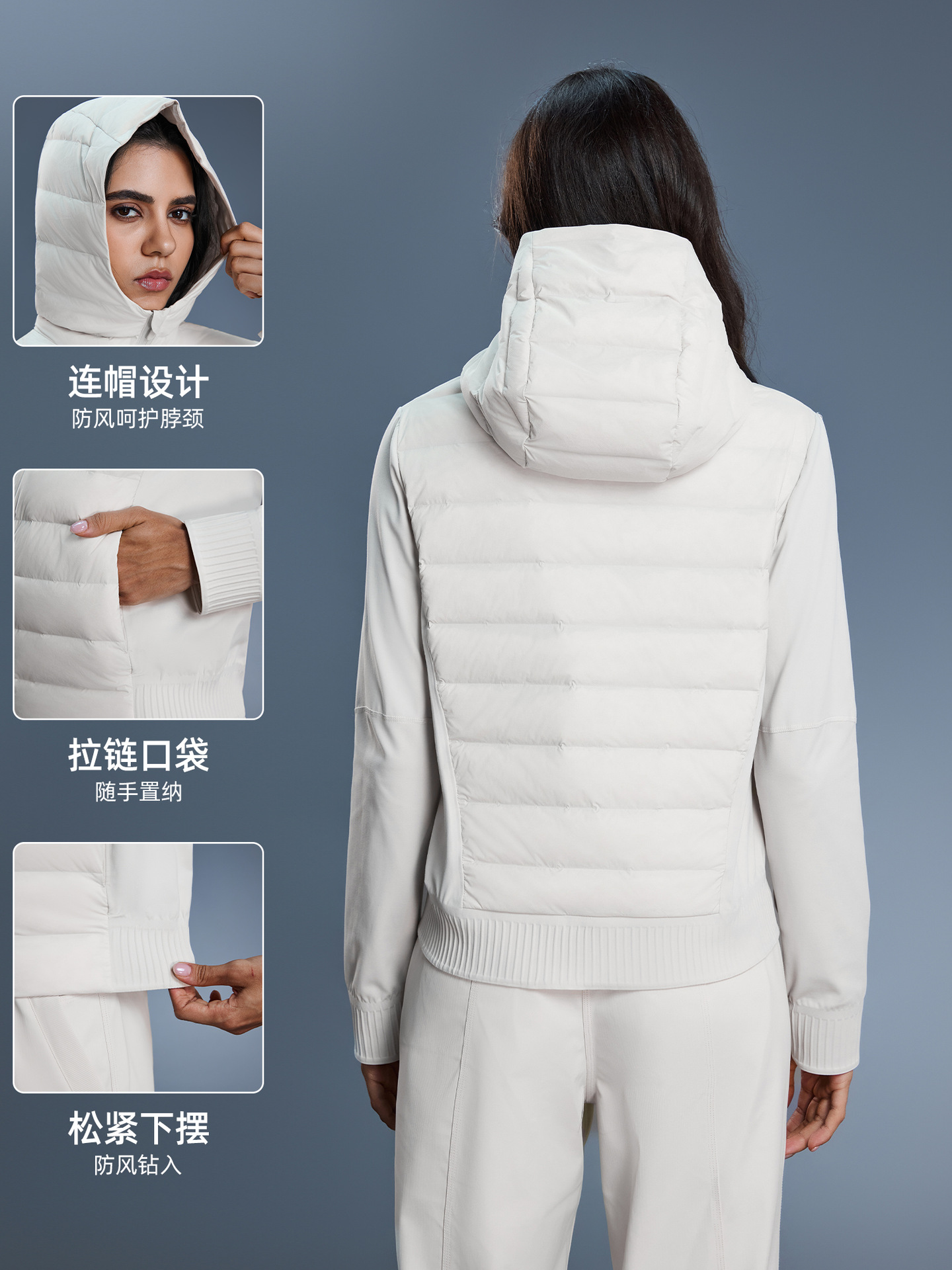 Autumn and winter new lightweight hooded down jacket women's short windproof waterproof warm sports fitness coat DAW008