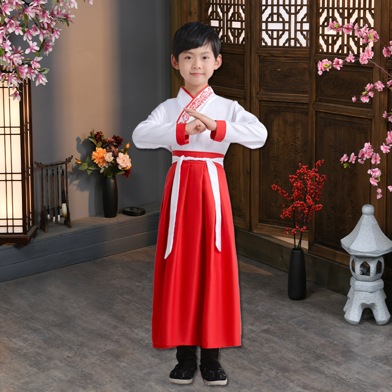 Children's Chinese-style hanfu ancient costume boys and girls three-character Sutra disciples children's clothing primary school student opening ceremony performance costume