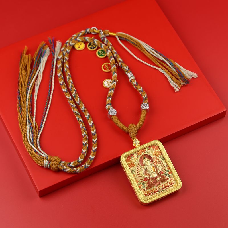 Three-Dimensional Buddha Amulet Relief Thangka Gau Box Eight Guardian Golden Portable Pendant Necklace Zodiac Buddha Statue