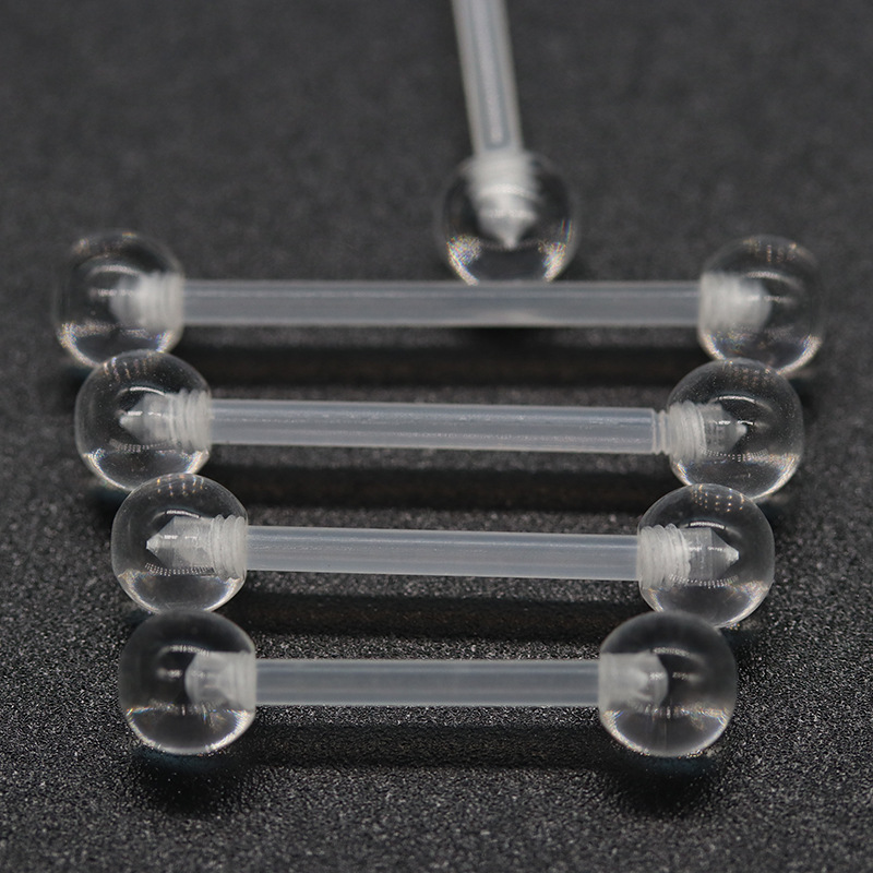 Прозрачный пирсинг для языка, УФ мягкий стержень, пирсинг тела, оптовый акриловый пирсинг для языка в Европе и США