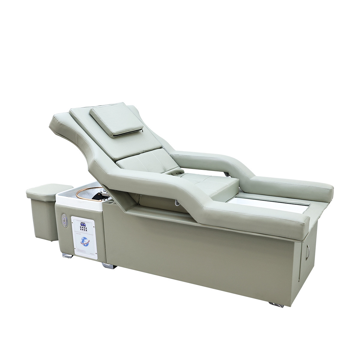 High-End Automatic Lifting Head Therapy Shampoo Bed with Water Circulation and Steaming, Beauty Bed for Beauty Salons, Foot Massage and Wellness